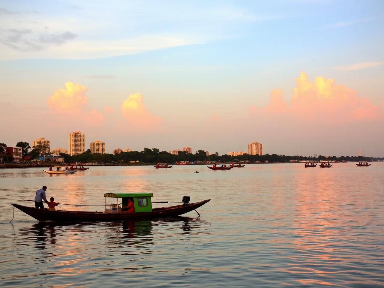 Coucher de soleil sur la lagune d'Abidjan